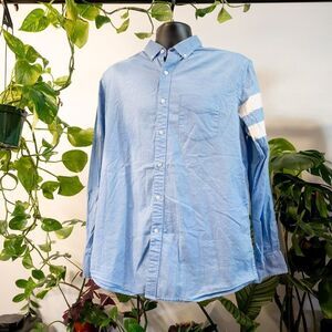Club Room Blue Striped Sleeve Button-Down, Size M